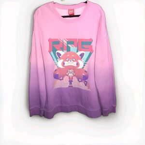 Disney Pixar Turning Red Sweater Mei the Red Panda RPG Pink Ombre Crewneck XL